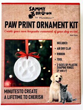 NEW Sammy Brown Mirabeau Paw Print Ornament Kit Dog Cat Lifetime Memory 3" & 4"